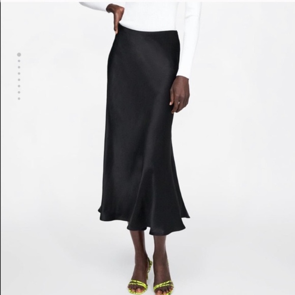 Zara Satin Midi Skirt